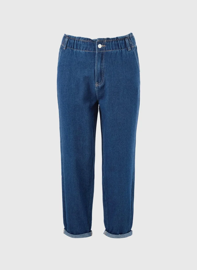 ماتلان Dark Wash Paperbag Jeans